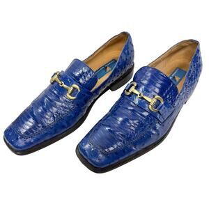 Snake Skin Horse Bit Loafer Men Size 10.5M Giorgio Brutini Royal Blue Almond Toe